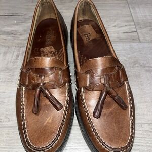 Bass Bennett Men's Loafers 8 WomenK 9 Tassel Brown Leather Slip On Shoes